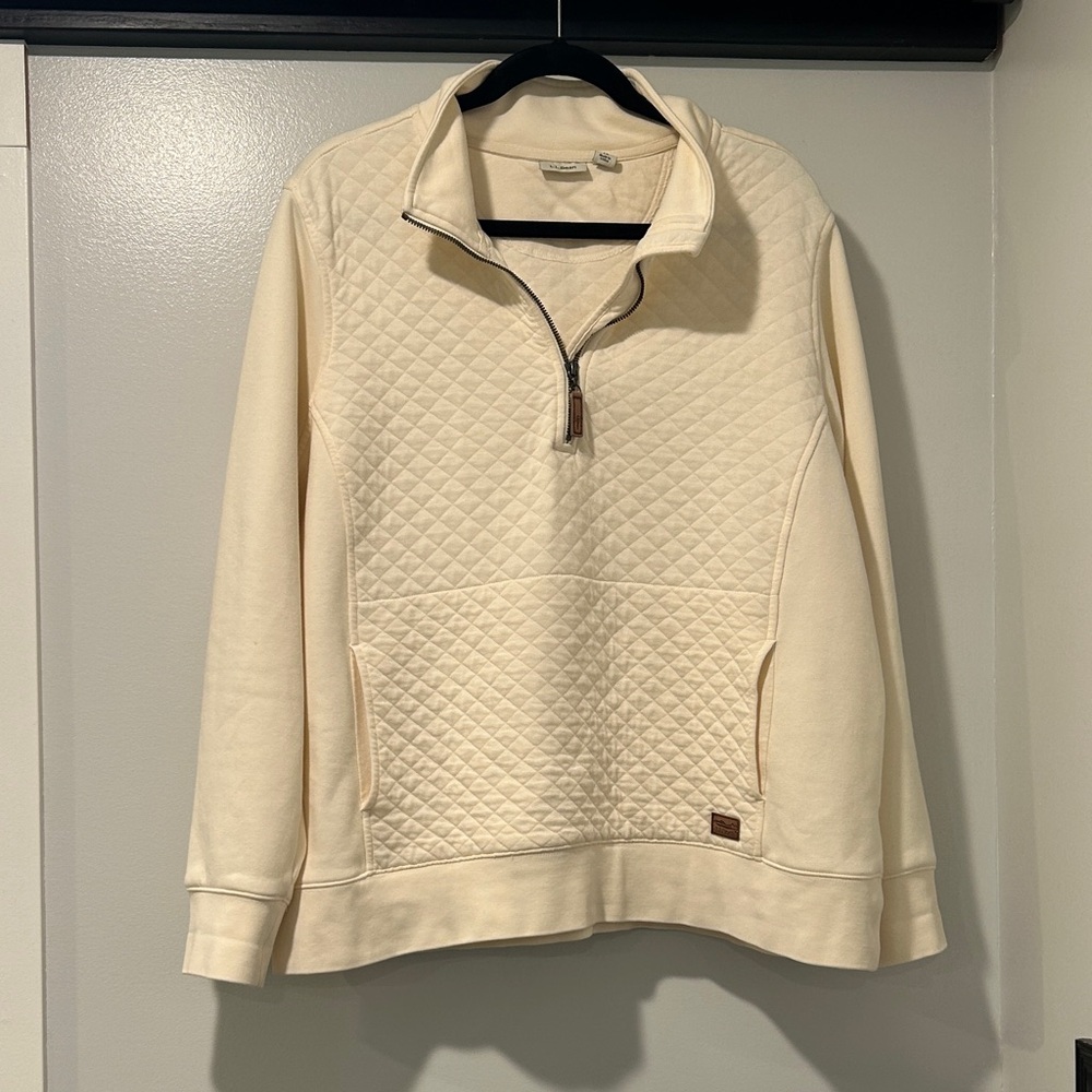 Cream Quilted Half-Zip Pullover